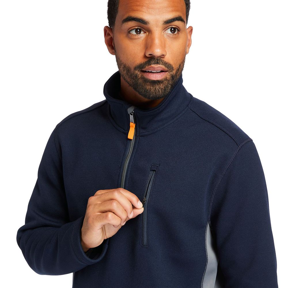 Timberland Φουτερ Ανδρικα Σκουρο Μπλε - Pro® Studwall Quarter-Zip Textured Fleece - Greece 7806423-B